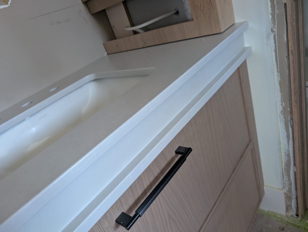 seamless granite stacked vanity